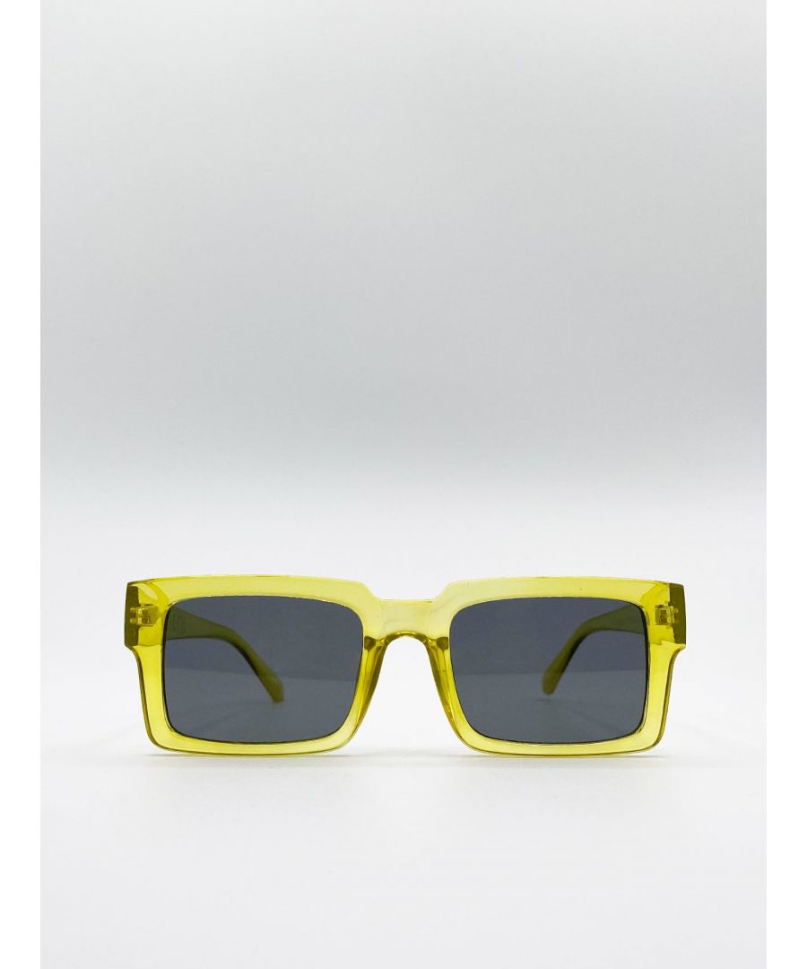 SVNX Womens Square Crystal Frame Sunglasses - Yellow - One Size