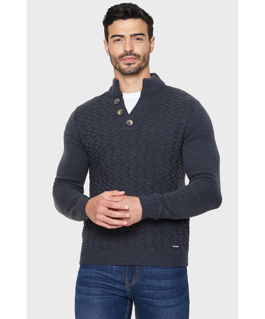 This medium weight jumper from Threadbare features a button up, ribbed funnel neck collar with ribbed, elasticated cuffs and hem and has a cable knit design on the front. Made in a soft yarn for comfort, this is a great piece to keep you warm this season. Other colours available.