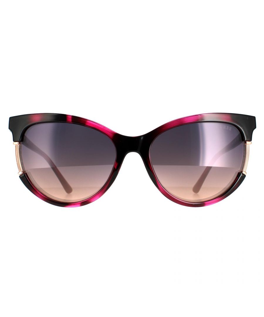 Guess Cat Eye Womens Violet Havana Violet Gradient GU7725  GU7725 are a stylish cat-eye style crafted from lightweight acetate, The frame is designed for all day wear while the brand's logo is showcased on the temples for authenticity.