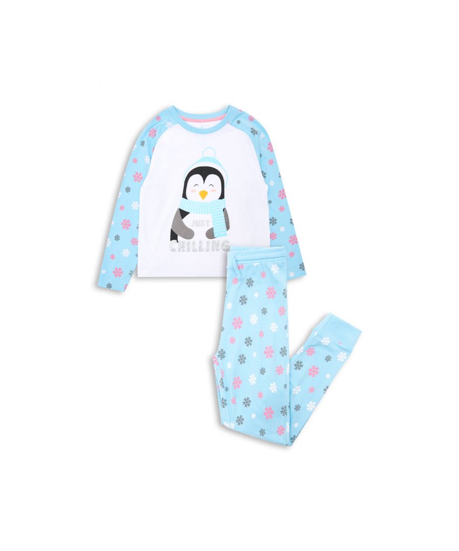 This festive cotton pyjama set from Threadgirls features a long sleeve top with front print and printed long bottoms. The printed bottoms have an elasticated waistband with drawstring and cuffed legs, made from a cotton fabric to ensure a comfortable feel and easy washing. Perfect style for this festive period, other colours and styles available.