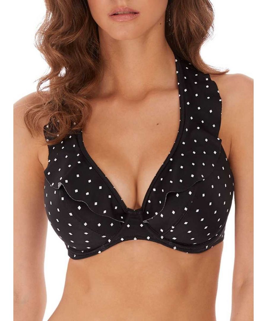 Freya Womens Jewel Cove High Apex Bikini Top - Black Polyamide - Size 34DD