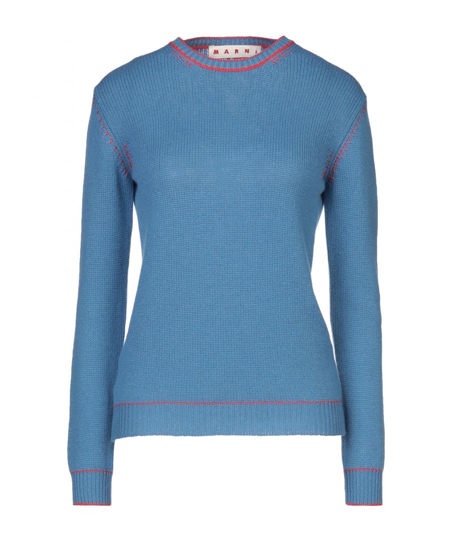 knitted, logo, solid colour, round collar, lightweight knitted, long sleeves, no pockets