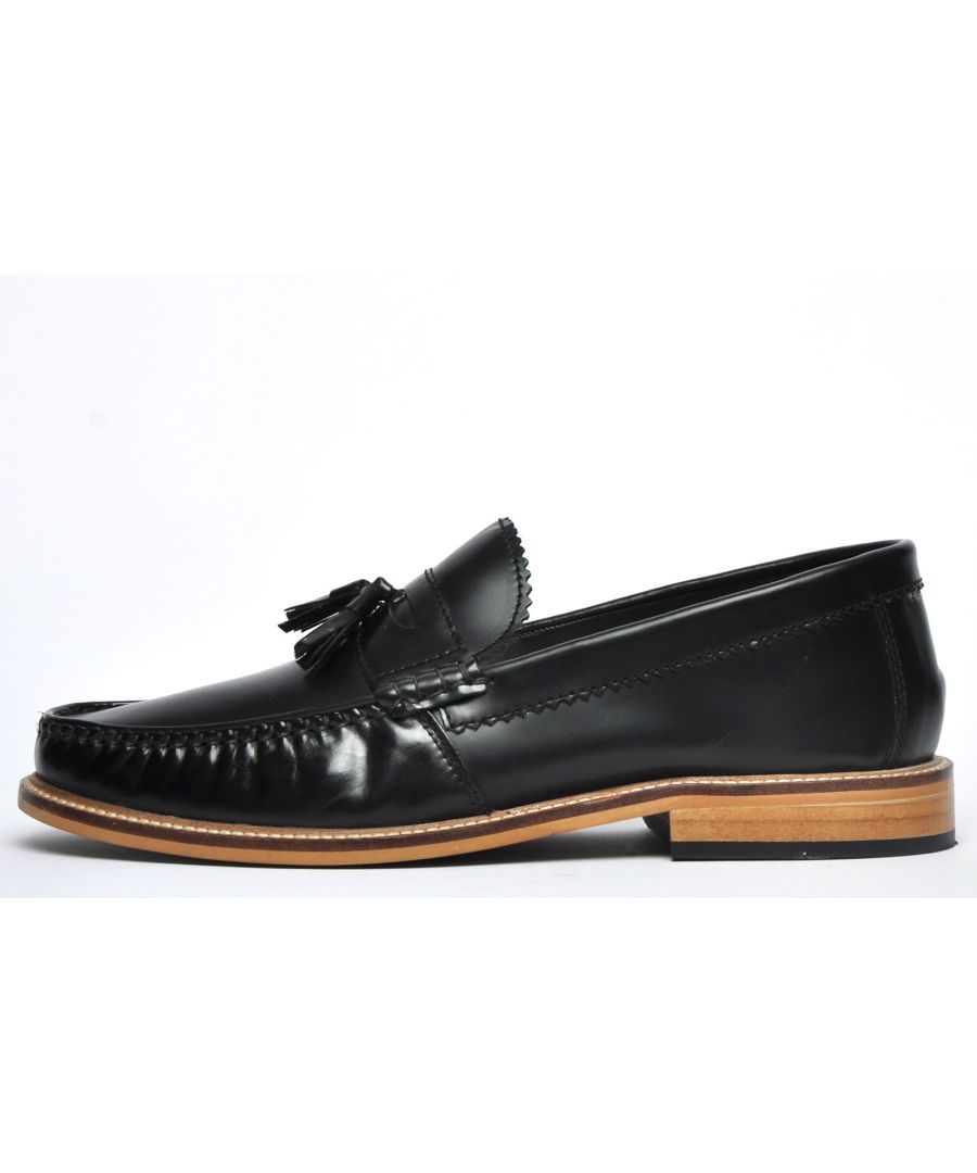 Sale Mens black leather LAMBRETTA slip on shoes style JOEY 
