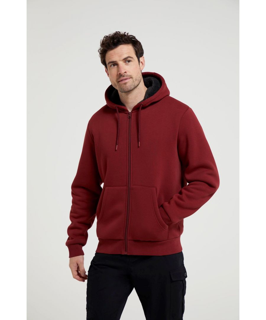 Mountain Warehouse Mens Dalton Borg Lined Full Zip Hoodie (Rust) - Size 2XL - Secret Sales