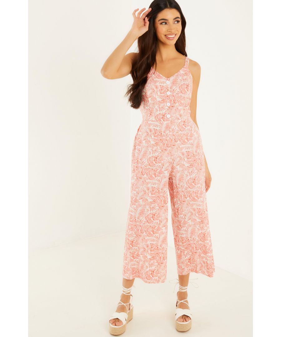 Image for Coral Tropical Culotte Jumpsuit