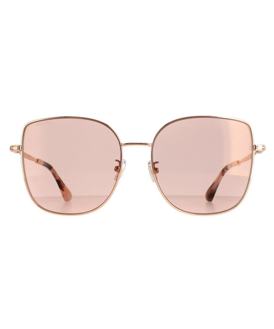 Jimmy Choo Square Womens Gold Copper Gold FANNY/G/SK  FANNY/G/SK are a lovely metal luxury frame with gems on the temple hinge and coloured temple tips