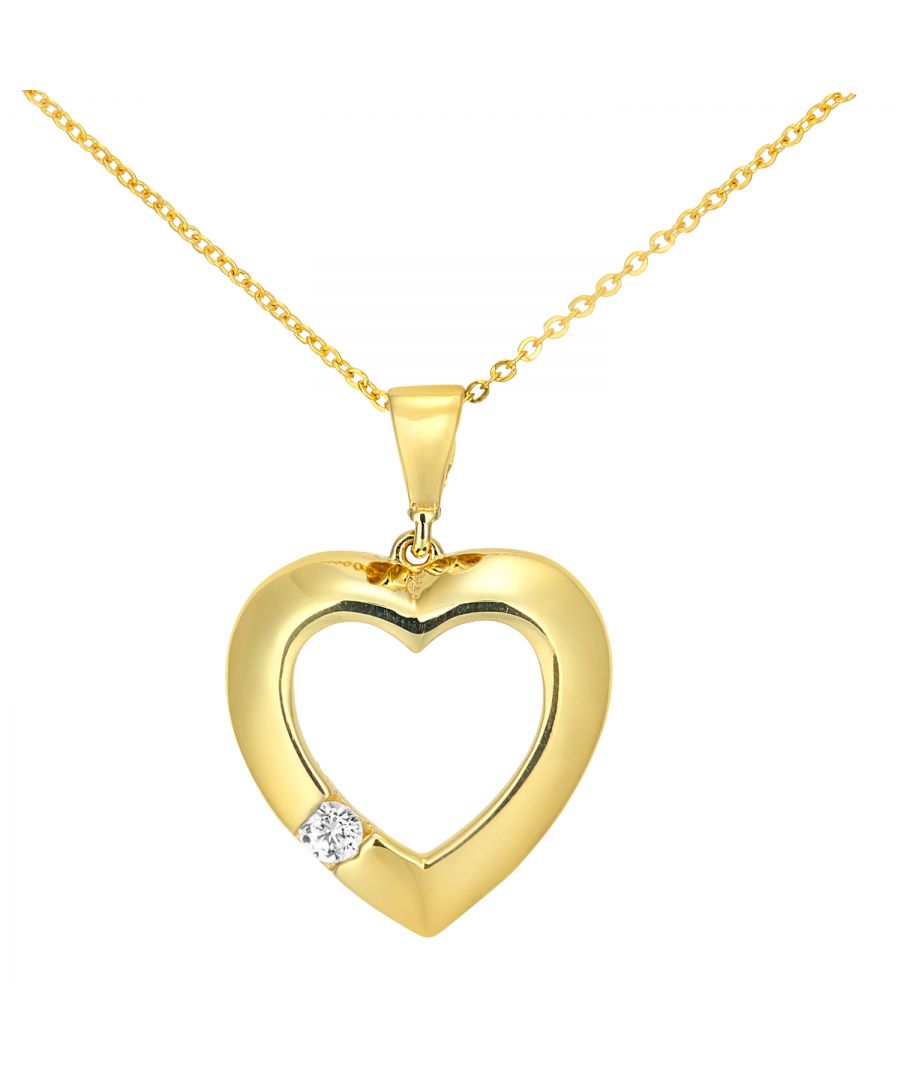 Image for 9 ct Yellow Gold Heart Pendant Necklace with a CZ Stone