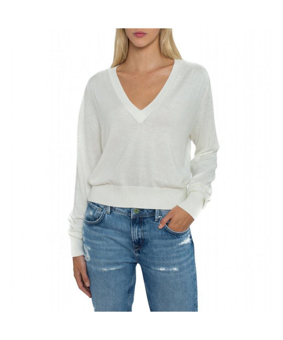 pepe jeans womens martina sweater white 351626 cotton - size large