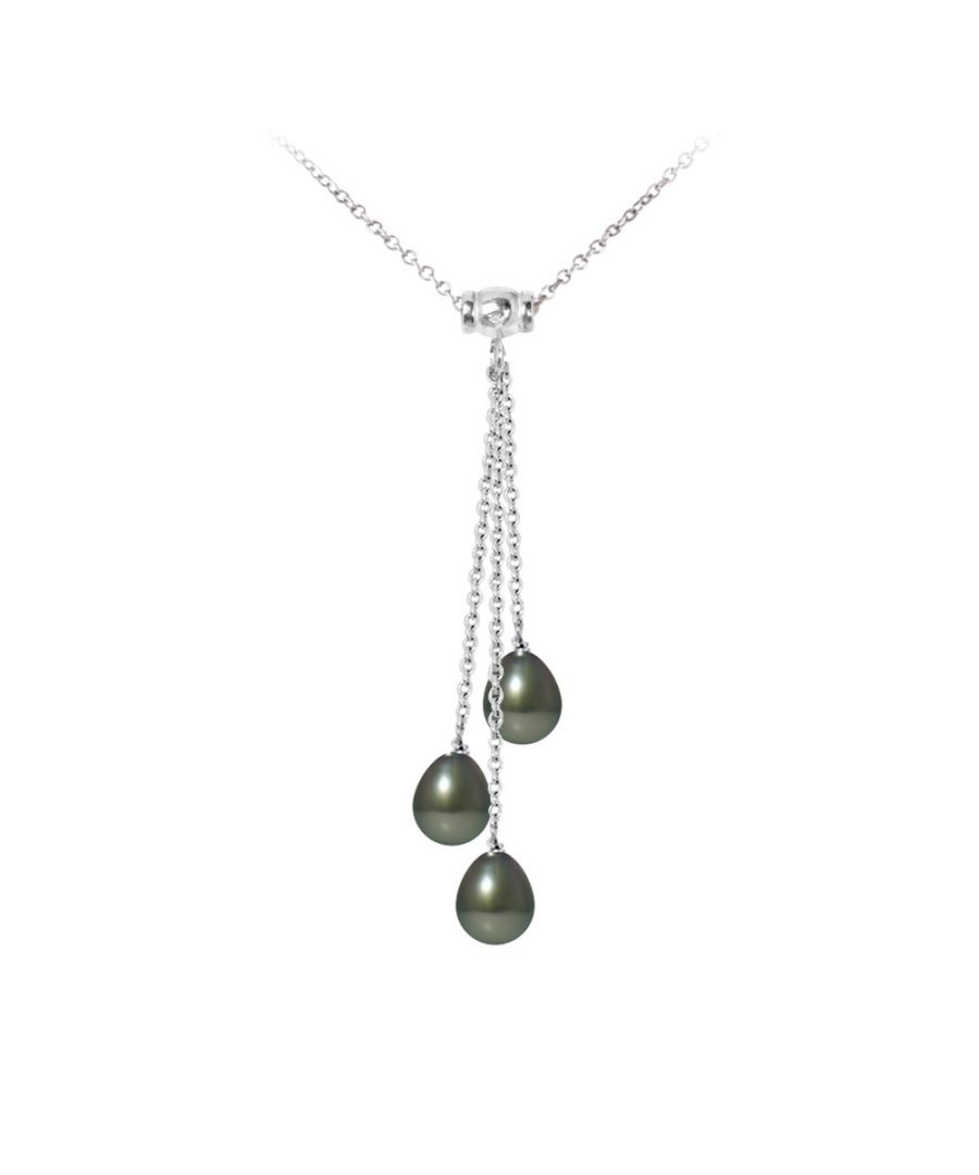 3 Tahitian Pearls and 925 Sterling Silver Woman Necklace Made in France Mounting in 925 Sterling Silver Length : 45 cm Weight : 3.50 gr Length of Pendant : 2.5, 3.5 and 4 cm 3 Tahitian Pearls Quality : A Shape of pearl: Pear Size of the pearl: 8 mm