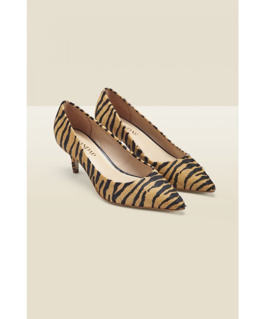 Image for Geri Tiger Print Leather Mid Heel Shoe