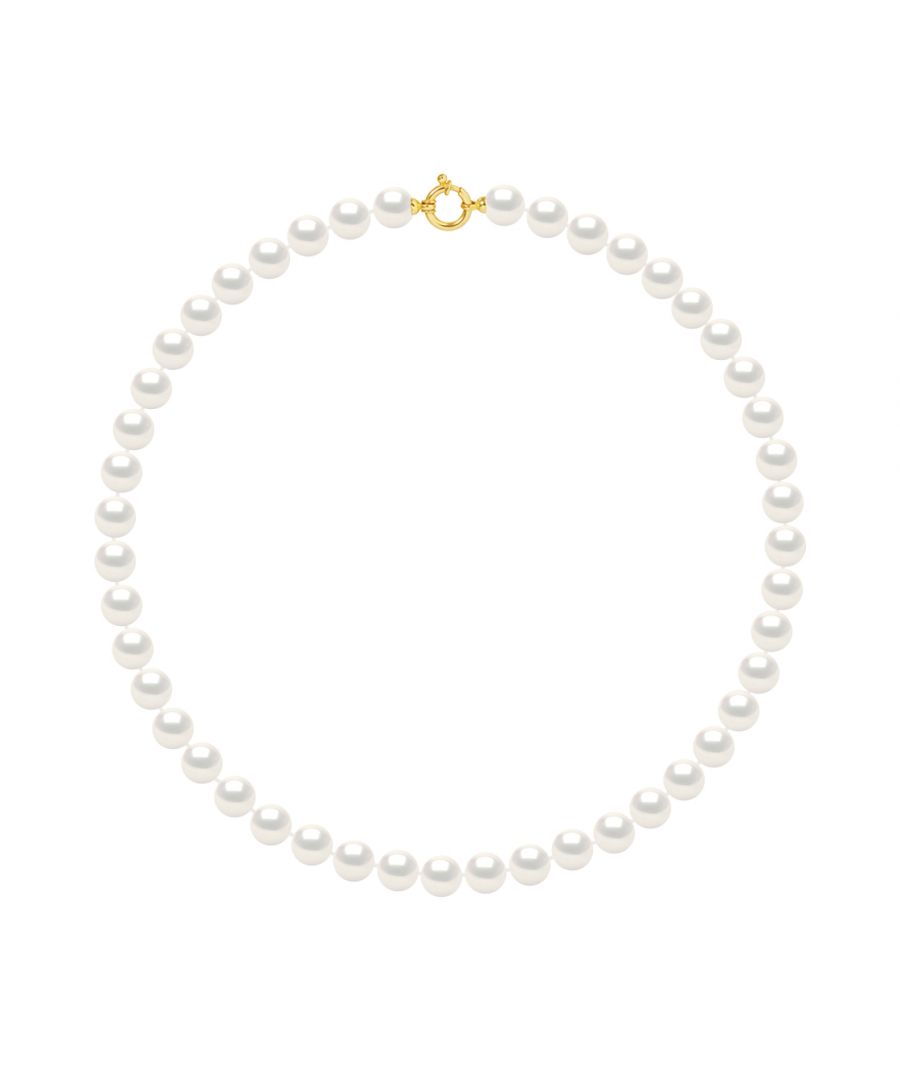 Choker true Cultured Freshwater Pearls 9-10 mm - Natural White Color Spring Ring Gold 375 Length 42 cm , 16,5 in - Our jewellery is made in France and will be delivered in a gift box accompanied by a Certificate of Authenticity and International Warranty