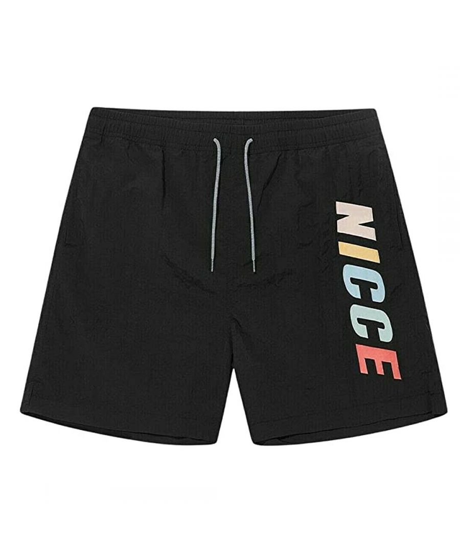 NICCE Graphic Logo Stretch Waist Black Mens Myriad Swim Shorts 211 1 06 17 0242 - Size X-Large