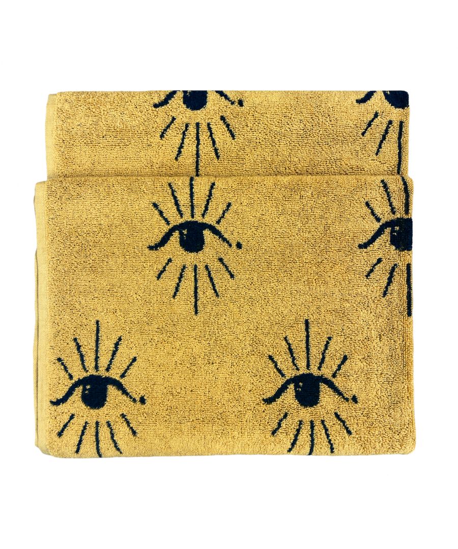 Add instant personality into your bathroom with this bold repetitive design featuring mystical watching eyes. Made out of 100% Turkish cotton, this bath towel is wonderfully soft and also quick drying, making it the perfect addition to your home. This product is certified by OEKO-TEX® showing it has been sustainably made.