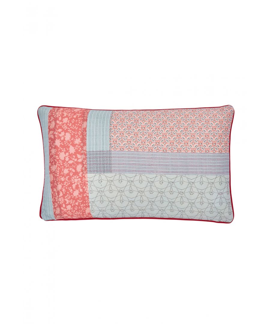 Enhance the look of the further with the matching accessories, the pretty cushion detailed with printed patchwork design made up of florals, stripes and tiny geo patterns brings further interest.