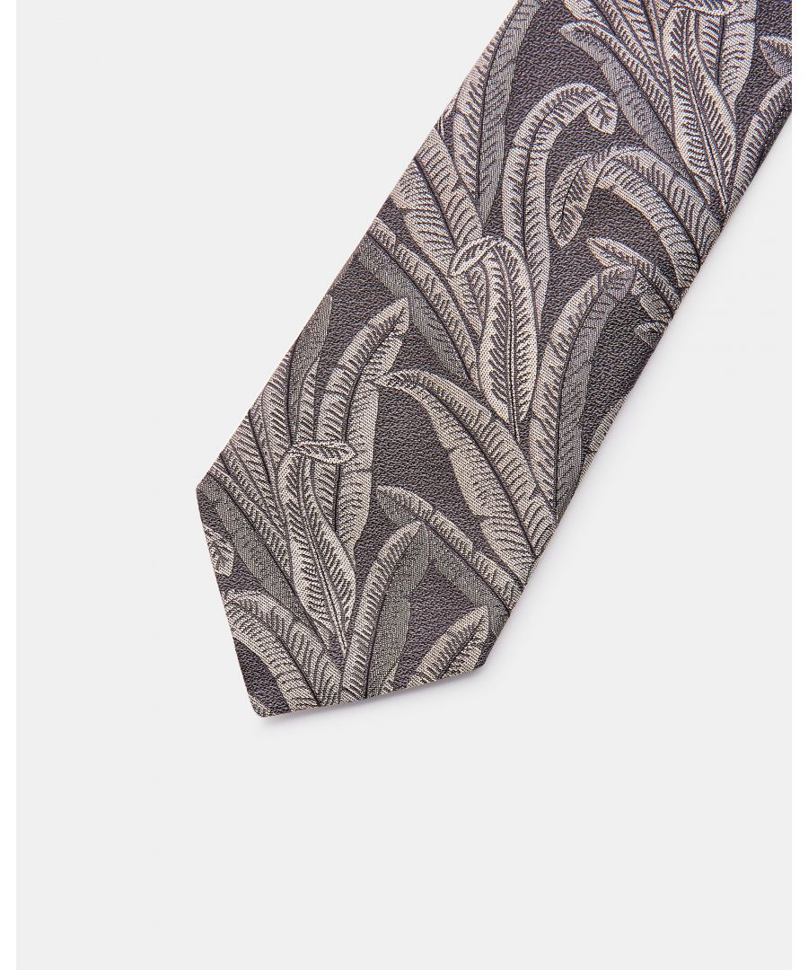 Image for Ted Baker Baysil Large Leaf Jacquard Silk Tie, Grey
