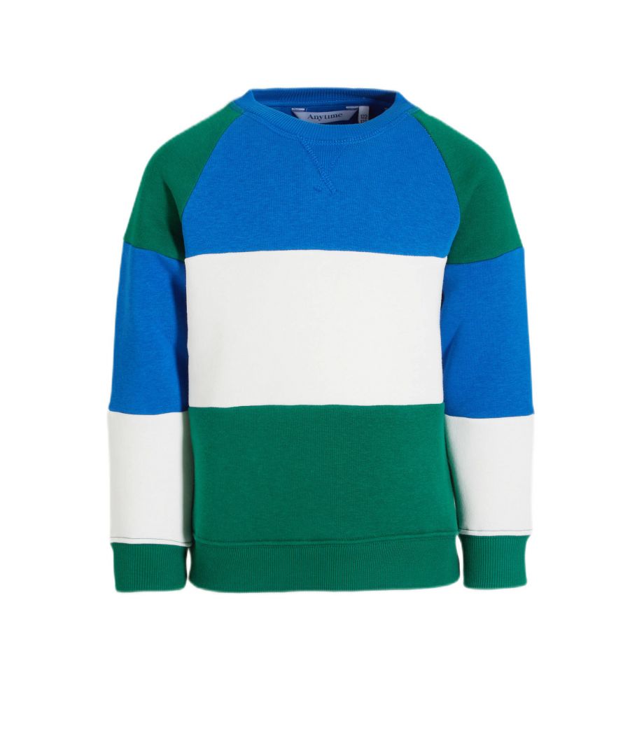 Deze sweater voor jongens van anytime is gemaakt van een katoenmix, heeft een ronde hals en lange mouwen.Details van deze sweater:•  geribde boorden•  colourblock