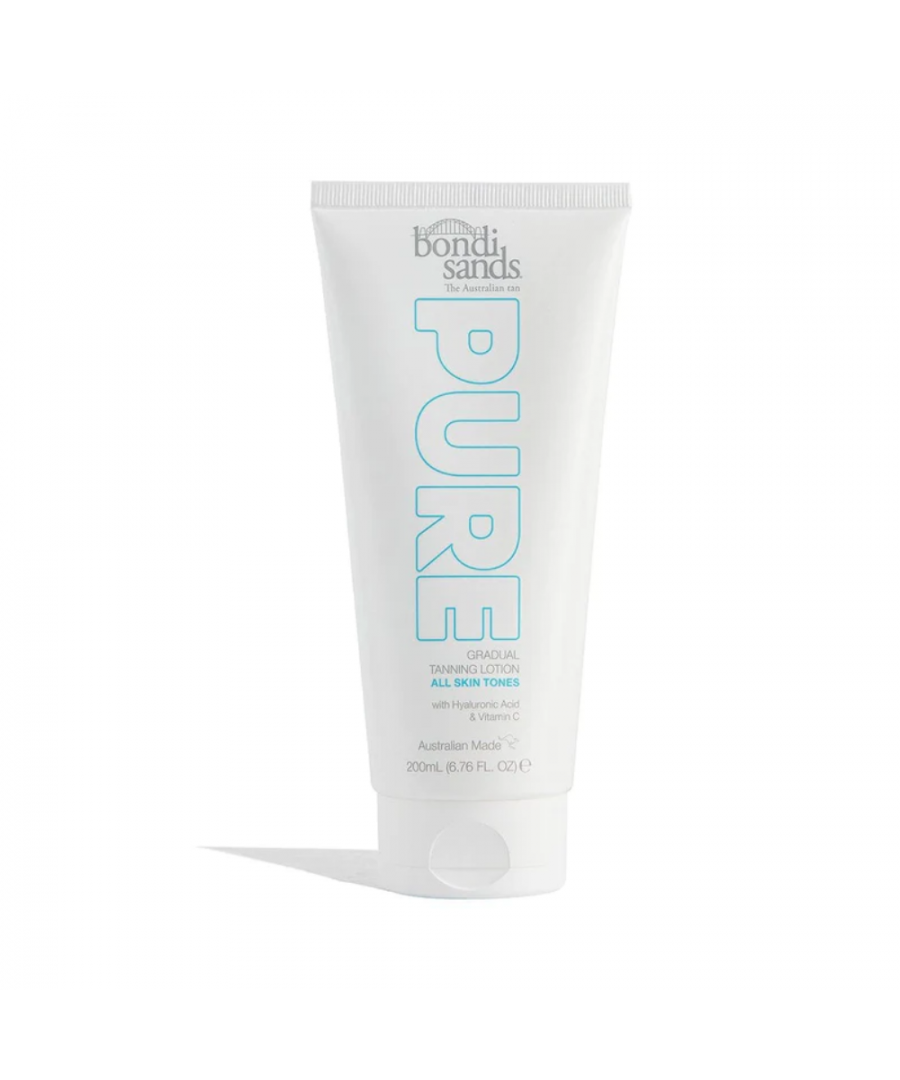 Pure Gradual Tanning Lotion by Bondi Sands combines our iconic golden glow with skin-loving Hyaluronic Acid for hydration, Vitamin C for radiance and Vitamin E for repair. The colourless, fragrance-free formula is quick-drying and gentle enough for all skin types.