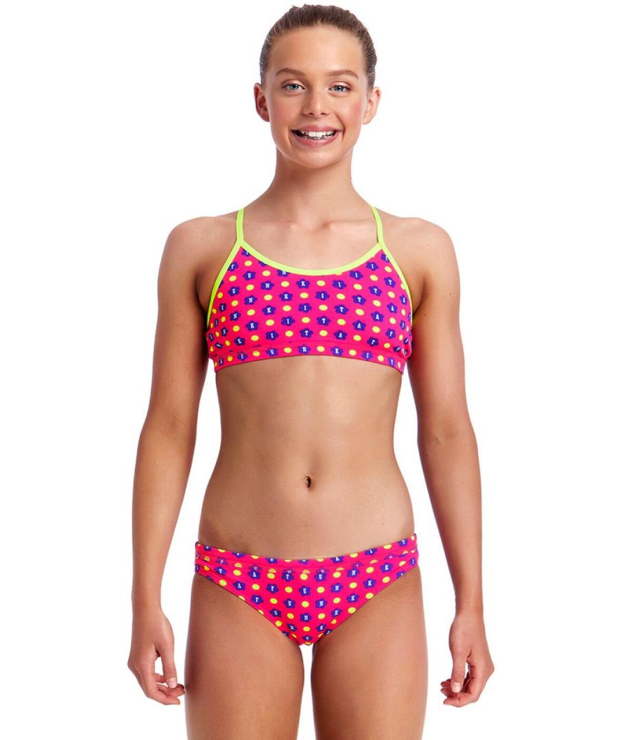 Funkita Swimwear Girls Daisy Dots Racerback Two Piece Bikini Set - Multicolour - Size 8Y