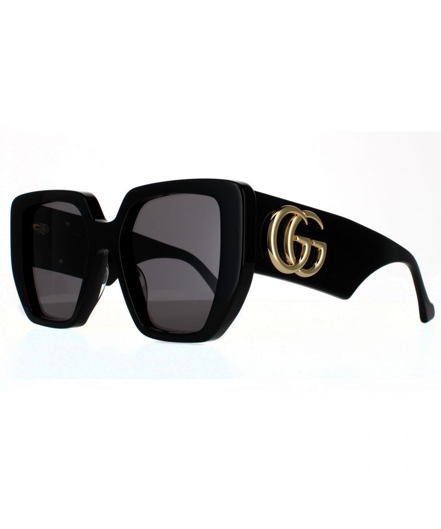 Gucci Square Womens Black Grey Sunglasses - One Size