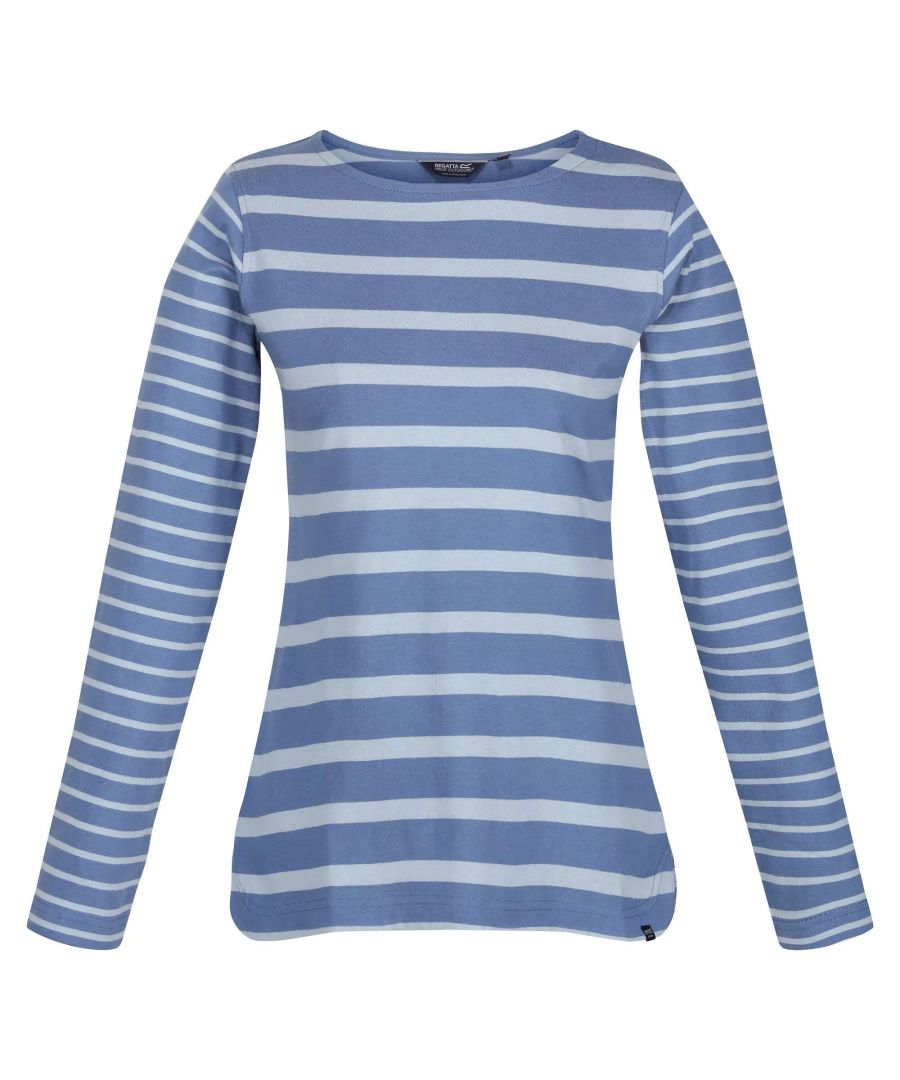 100% Cotton. Fabric: Coolweave, Soft Touch. Design: Contrast, Striped. Neckline: Crew Neck. Hem: Curved. Sleeve-Type: Long-Sleeved. Fit: Relaxed Fit. 190gsm.