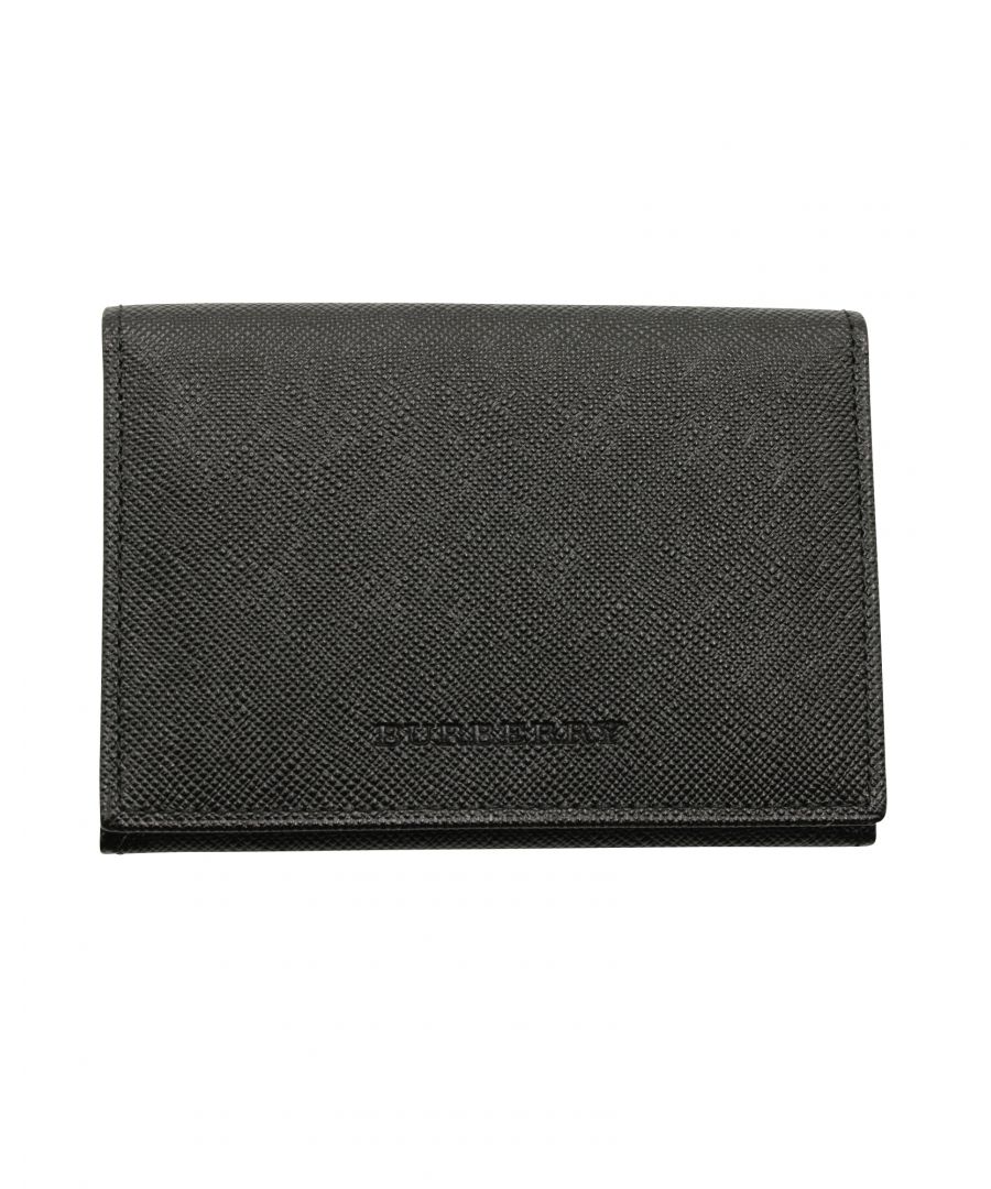 VINTAGE, RRP AS NEW\nKeep your money in a sleek and stylish bi fold wallet cardholder by Burberry.  It is made of black textured leather with an embossed name of the brand in front.  Inside Burberry is written in silver lettering and the brand's signature and iconic check design is added for a touch of sophistication.  \n\nBurberry Bi Fold Wallet Cardholder in Black Leather\nCondition: Excellent, with box and dust bag\nSign of wear: Slight humidity marks inside\nMaterial: Leather\nSize: One Size\nWidth:   10 mm\nLength:   110 mm\nHeight:   80 mm\nSKU: 140556