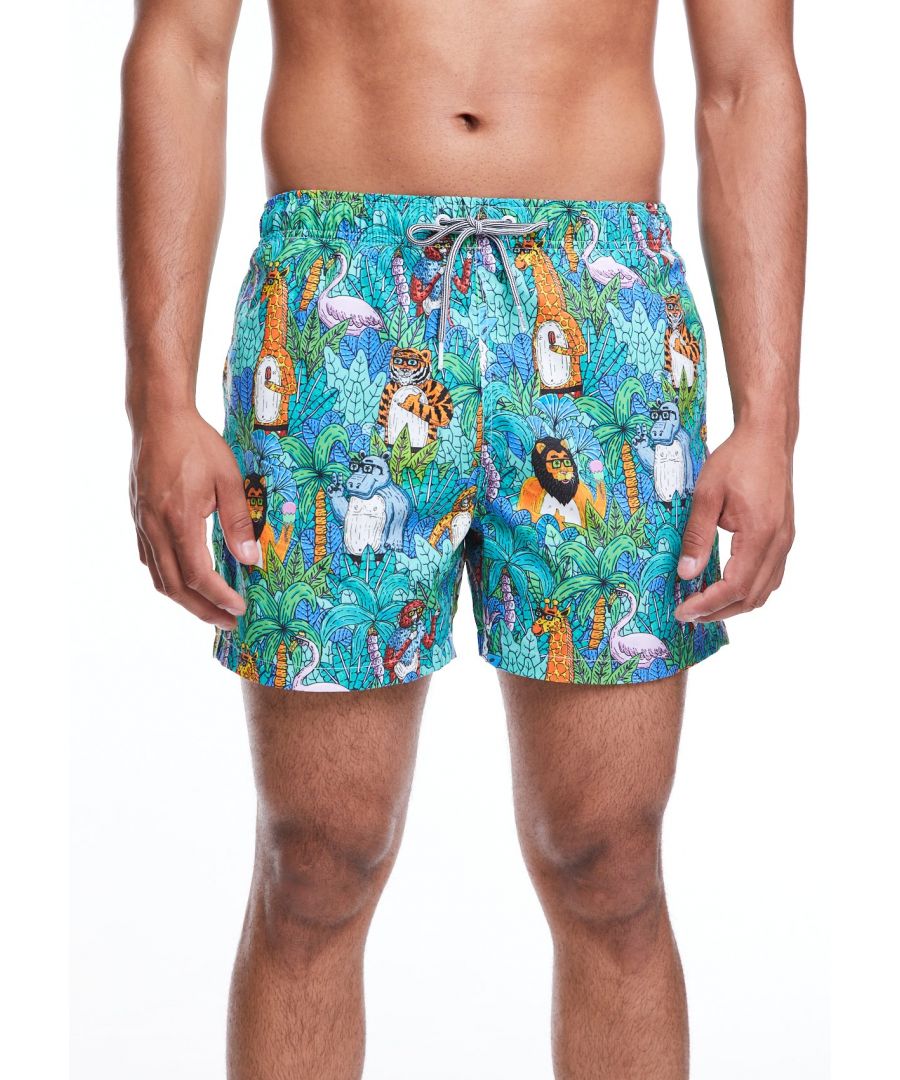 Sydney based artist Joel Moore, AKA Mulga is one of the most exciting illustrators from Down Under. His bold, colourful and playful style is perfect for the Summer season and this time he's taken us to the deep depths of the jungle in an all-over pool ready print. These hand-draw trunks are made from 100% super-soft, quick drying polyester and come in a classic mid-length. Easy Tiger!