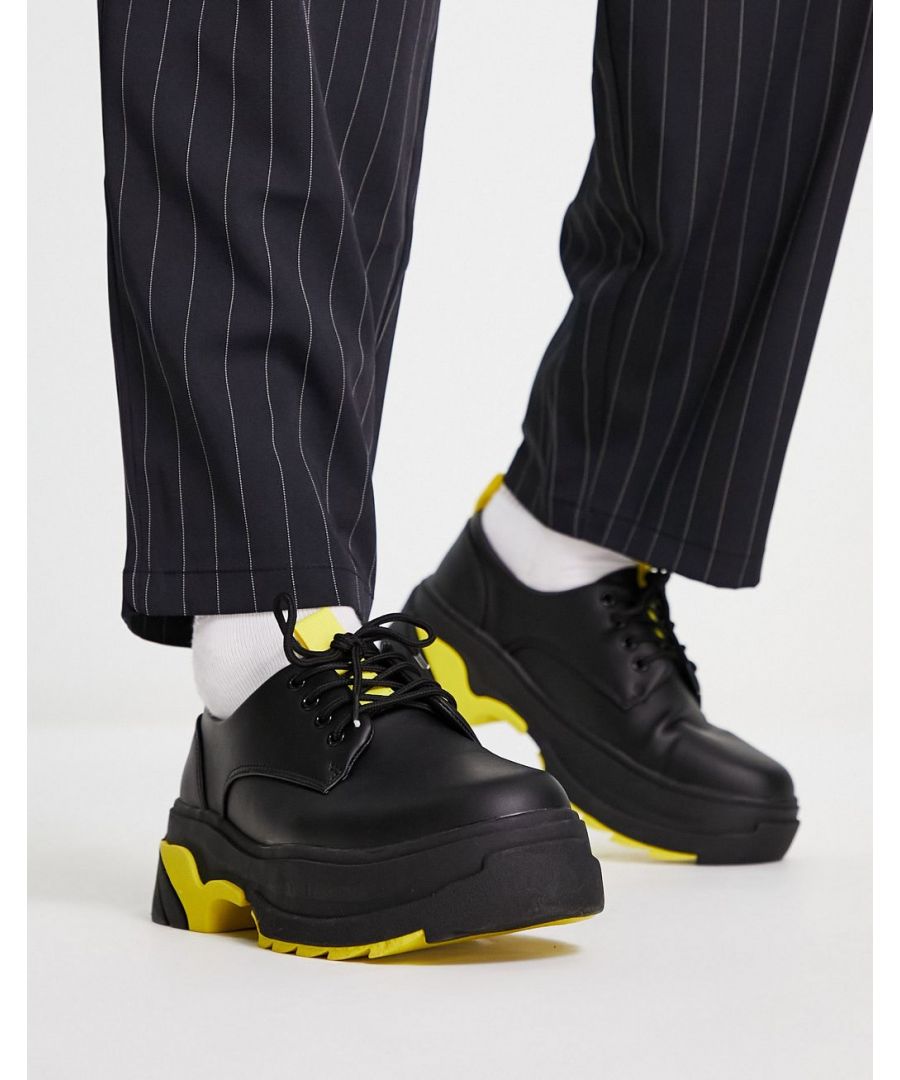 Shoes by ASOS DESIGN Next stop: checkout Pull tabs for easy entry Lace-up fastening Round toe Chunky sole Sold by Asos