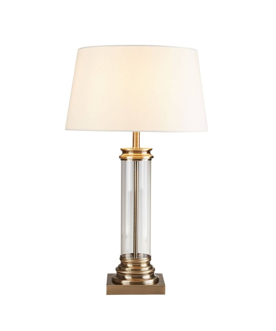 Image for 1 Light Glass Table Lamp Antique Brass with Cream Shade, E27