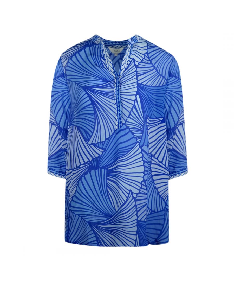 Inoa Exuma Blue 1202119 Blue Long Sleeve Milano V-Neck Shirt