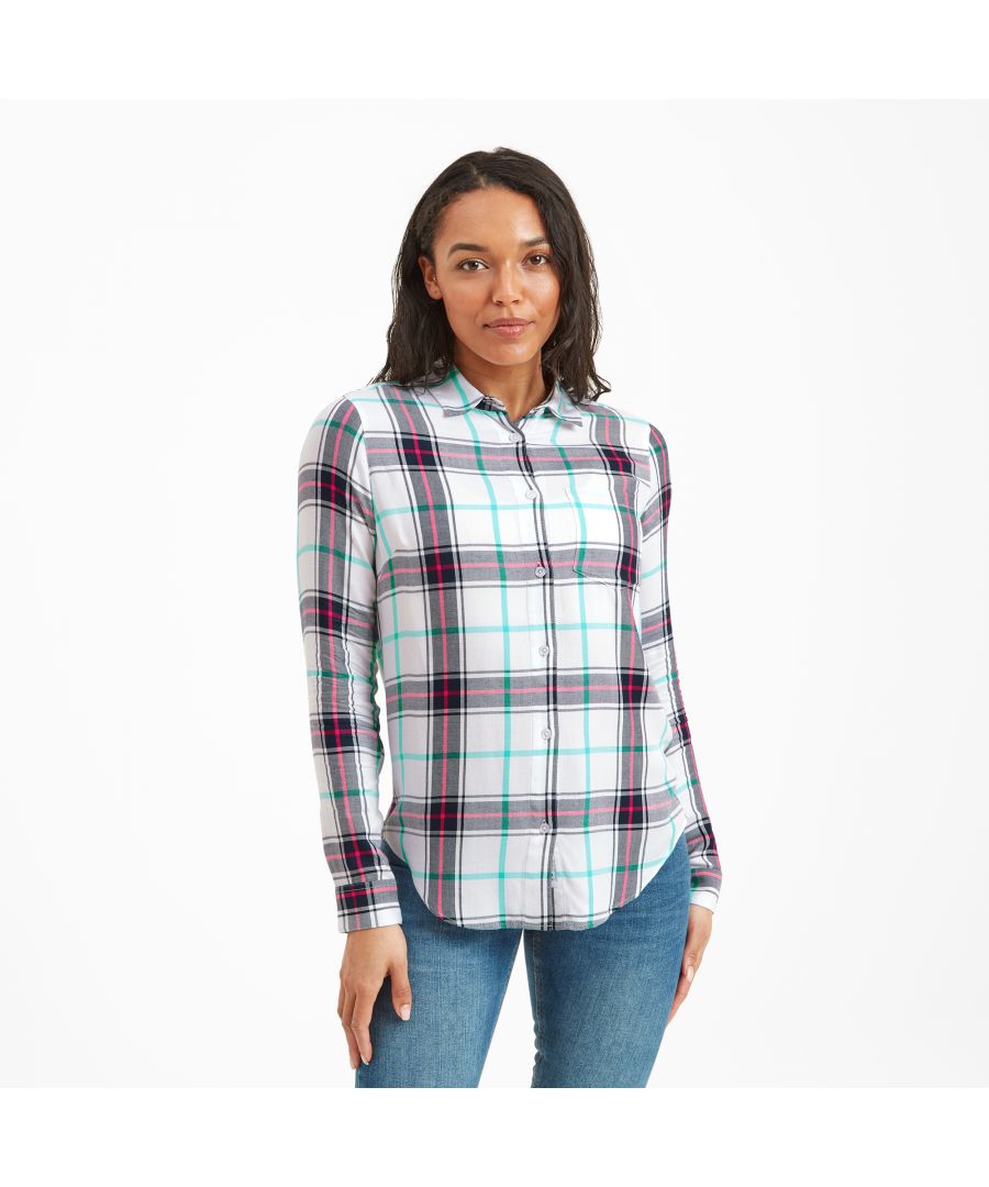 Just the thing to complete any spring or summer outfit, our supersoft and lightweight Raya long sleeve shirt looks great worn over a t-shirt on the beach or with jeans for a walk across the Yorkshire moors. The all-over checks are yarn-dyed, meaning they are woven into the fabric, so they stay true wash after wash. There is a patch pocket on the chest to complete the casual look. Designed by our team based in the Spen Valley, Anges has a box pleat at the back, so the fabric moves with you and drapes beautifully. You'll find pearlised branded buttons down the front and at the cuffs and discreet woven TOG24 labels on one cuff and at the hem opening, standing for Truth Over Glory.