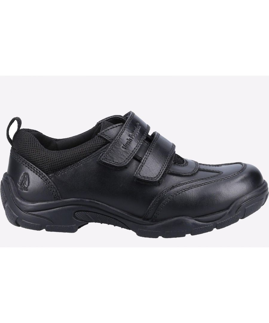 The Alec School Shoe features an easy touch fastening strap and enhanced heel guard allowing your child to be on the go throughout the school day.\nFit Left Fit Right - Unique fitting system allows for 5 different width fittings for each individual foot. Every pair of shoes comes with 3 pairs of footbeds.\n- Enhanced Heel Guard- Durable TPR Outsole- Approx 2cm Heel Height- Touch fastening