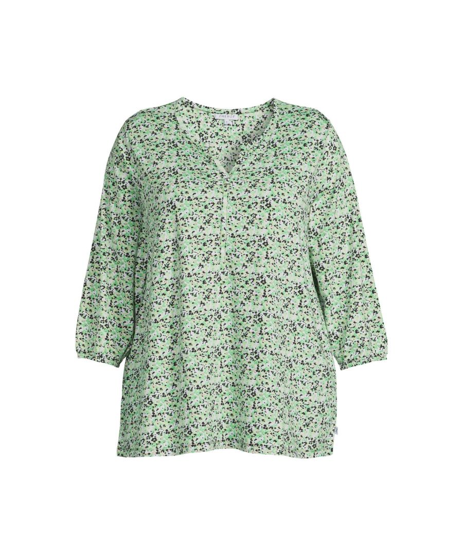 Zhenzi top SYLVA  met all over print groen/zwart/ecru