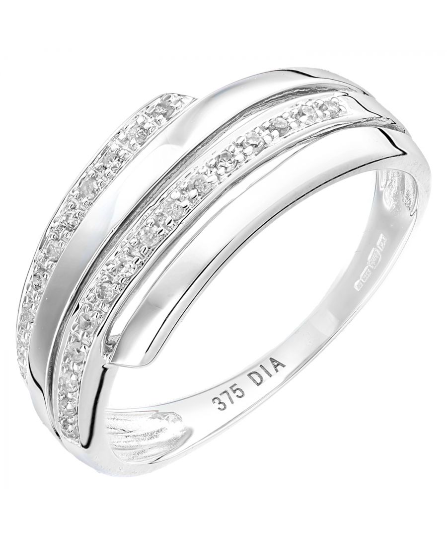 Diamant L'Eternel Womens 9ct White Gold Ring With 0.08ct Diamond - Size M