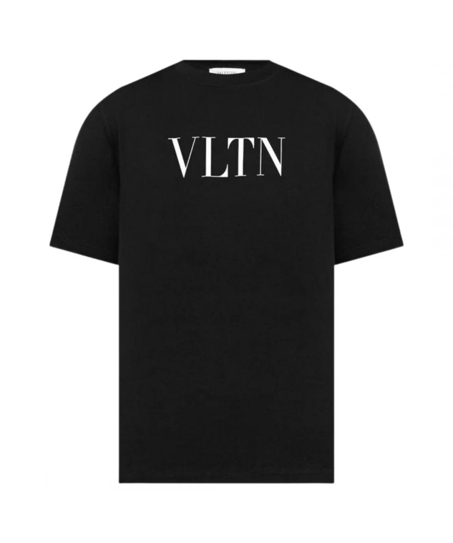 Valentino White Bold VLTN Print Logo Black T-Shirt