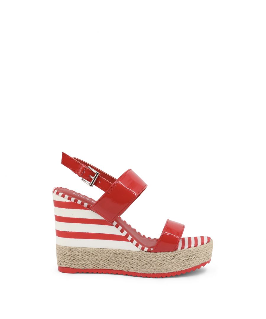 Collection: Spring/Summer   Gender: Woman   Type: Wedges   Upper: synthetic leather   Internal lining: synthetic material   Sole: rubber   Heel height cm: 11   Platform height cm: 3   Details: ankle strap. style:strappy. toe-style:open. Wedge
