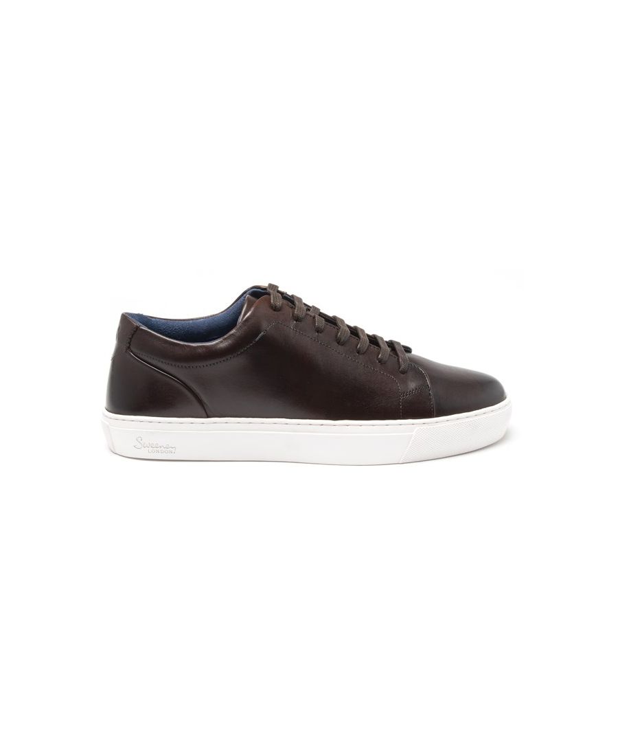 The Hayle Is Sweeney London's Signature Low-top Cup Sole, Crafted From The Finest Calf Leather And Finished By Hand To Create Its Unique Dark Brown Hue.
