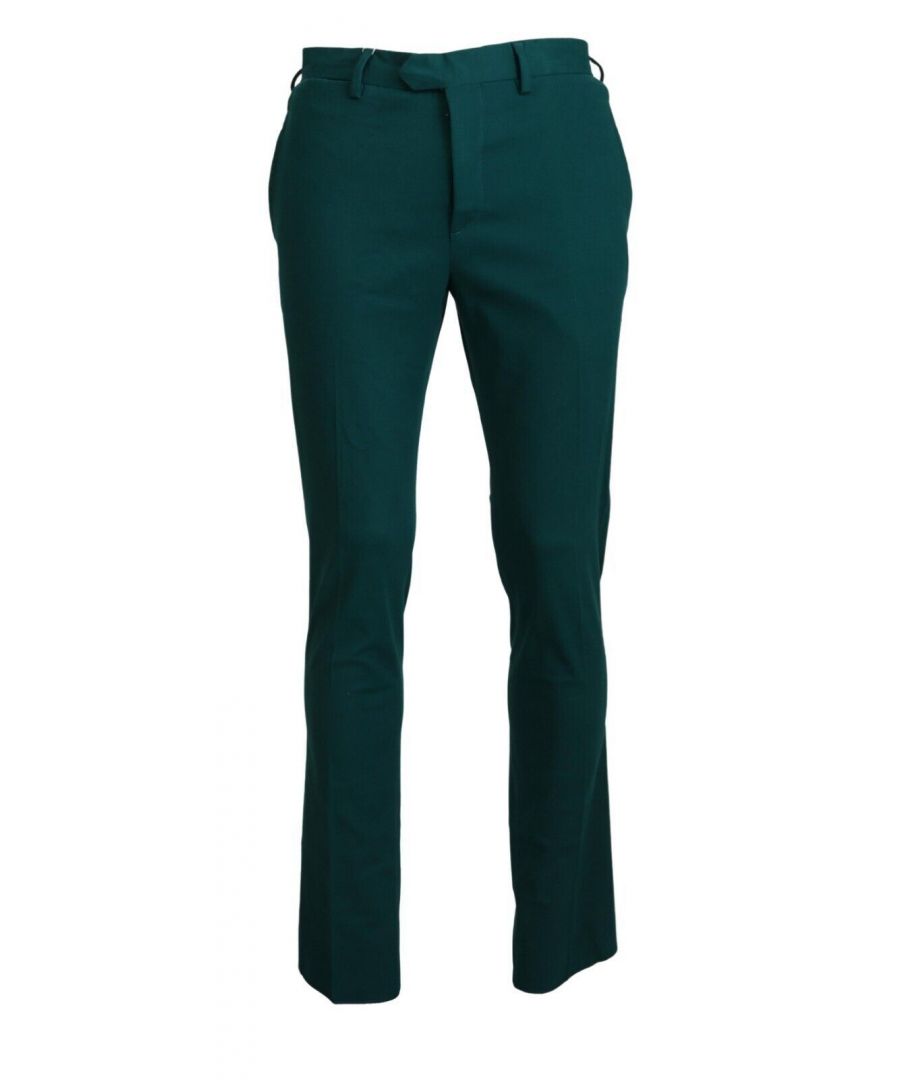 BENCIVENGA Mens Authentic Formal Pants - Green Cotton - Size IT 52 (Men's)