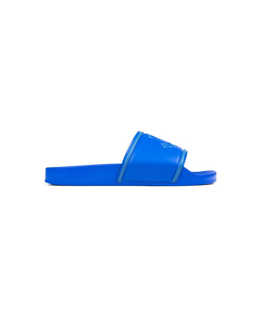 Men's Blue Paul Smith Summit Slip-on Sandals With Oversized Iconic Branding Across Strap And Textile Lining. These Sliders Have A Moulded Footbed, And Textured Rubber Sole For Comfort And Grip.
