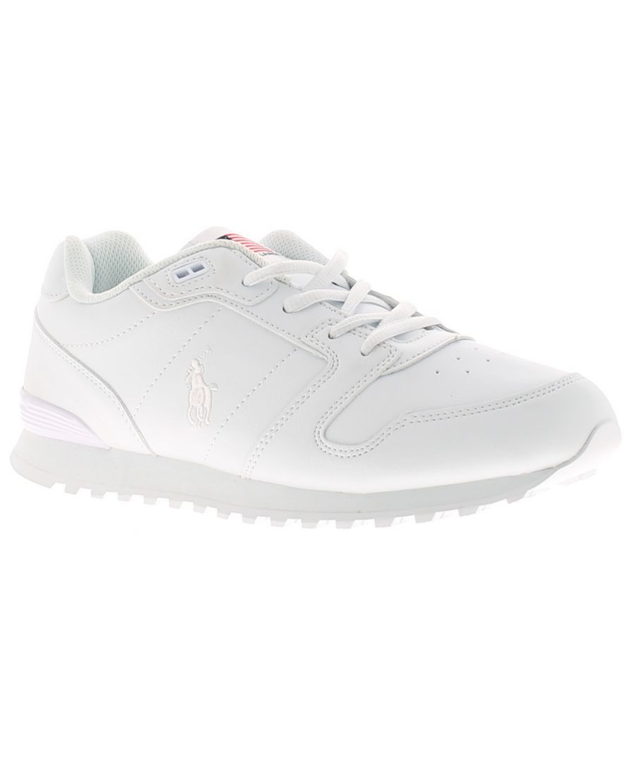 Image for Polo Ralph Lauren Oryion Boys Leather Trainers White with white logo