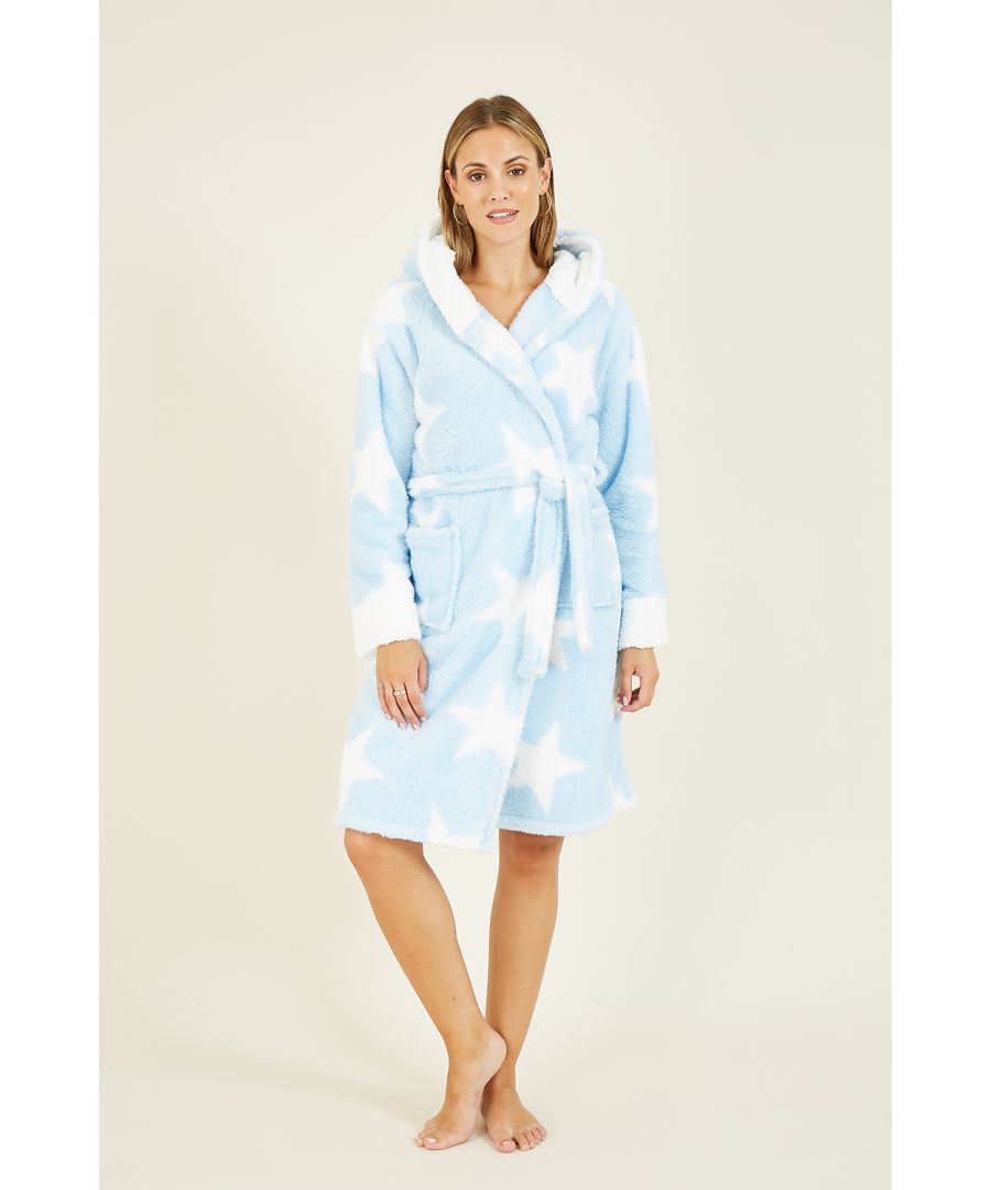 Image for Yumi Blue Star Snuggly Super Soft Dressing Gown