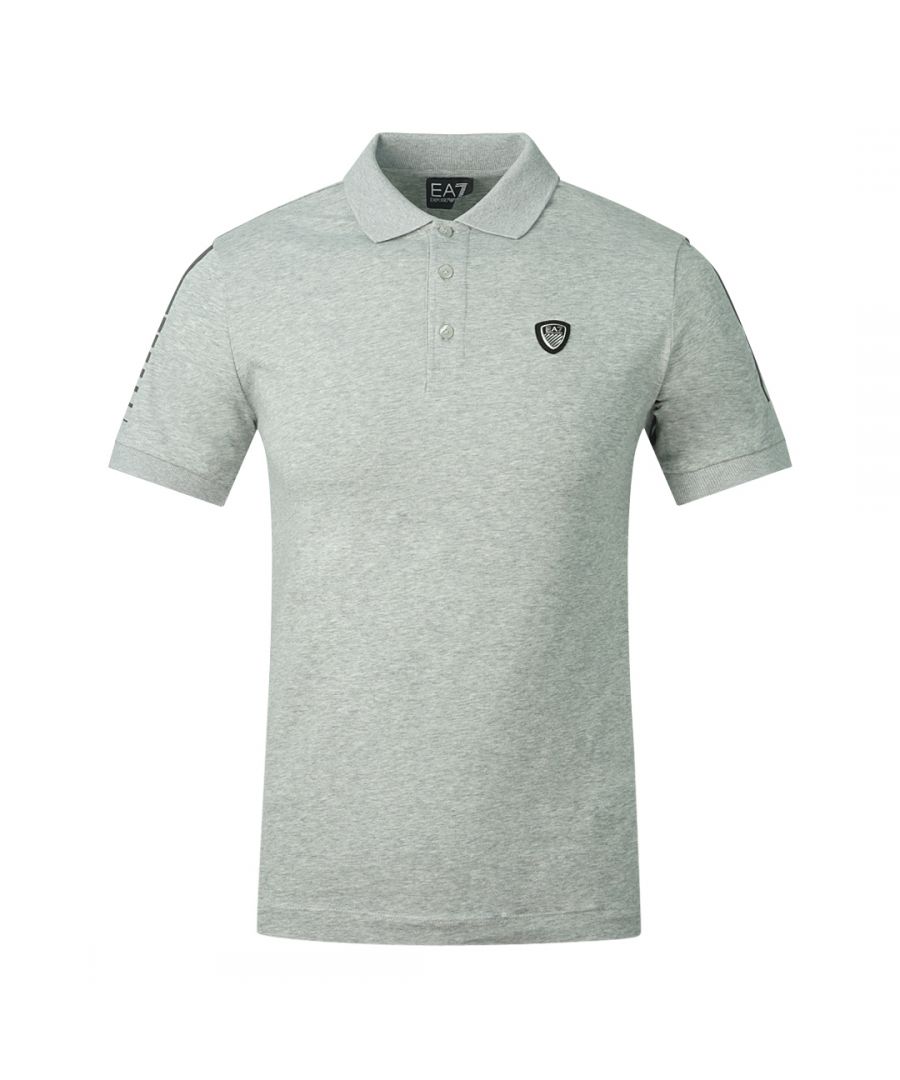 EA7 Metal Chest Logo Light Grey Polo Shirt. EA7 Red Polo Shirt. Style Code: 3HPF78 PJP6Z 1451. Button Closure At The Neck. Pattern Design On Shoulders. 96% Cotton, 4% Elastane