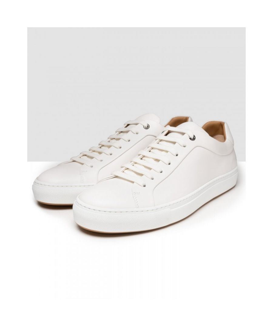 Elegant trainers crafted in Italy by BOSS. Stamped with a BOSS logo at the backtab, these rubber-sole trainers are designed with a low profile in smooth leather with hand-finished burnishing.\nUpper material: 100% Cow skin, 100% Goat leather, 100% Cow skin, 100% Calfskin, Sole: 100% Rubber, Innersole: 100% Calfskin\n50472128