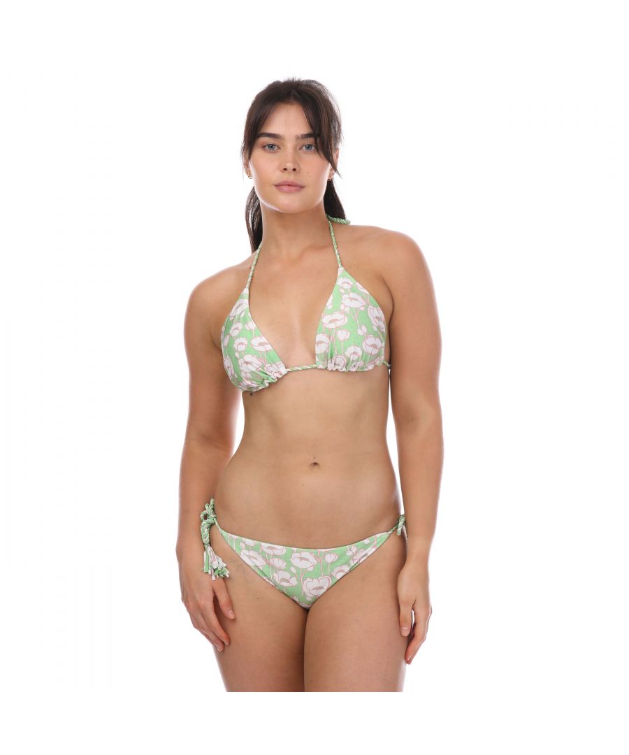 Ted Baker Womenss Raela Reversible Poppy Print Bikini Top in Green - Size 14 UK