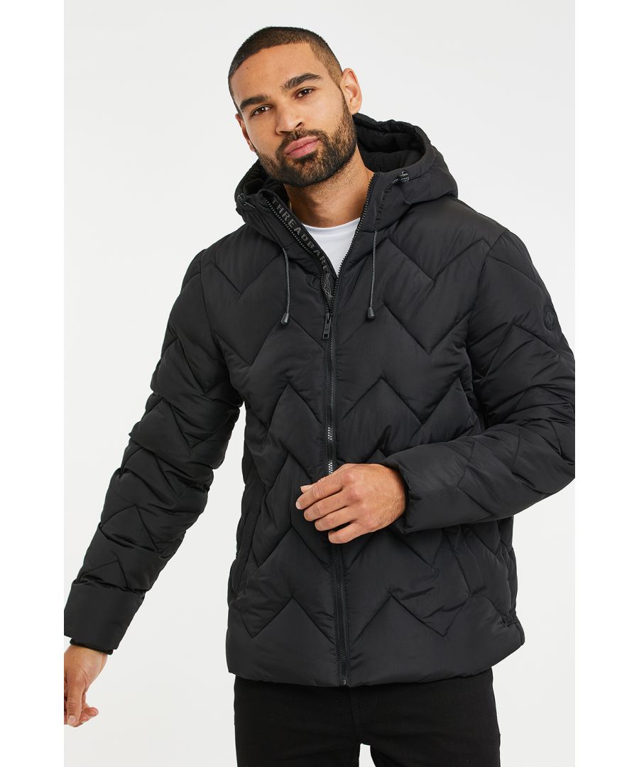 This hooded jacket with zig-zag design padding from Threadbare features two front pockets and an adjustable hood. It comes with ribbed cuffs and has the classic Threadbare logo on the sleeve. Other colours available.