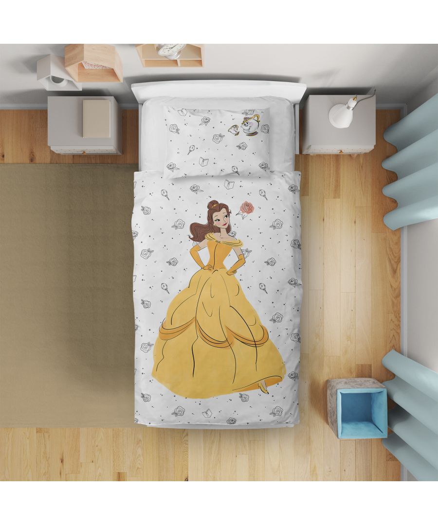 Disney Princess Belle, known for her beauty, courage and compassion is beautifully showcased on this duvet cover. This bedding has the princess designed in a beautiful water colour detail along with joyful shades and graphic motifs of various elements from the classic film we know and love. For young and old lovers of the Disney Princesses alike- this is sure to excite. This is made from 100% cotton for a soft and comfy feel and is a perfect gift for your kid's bedroom. \n\nYou can pair it with matching items from the collection - Disney Princess Square Cushion and Disney Princess Tales Fleece Blanket. This collection is verified by OEKO-TEX® and independently tested for harmful substances. It stands for customer confidence and high product safety.