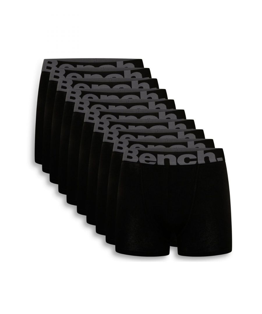 Bench Mens 10 Pack 'Putt' Cotton Rich Boxers - Black - Size Small