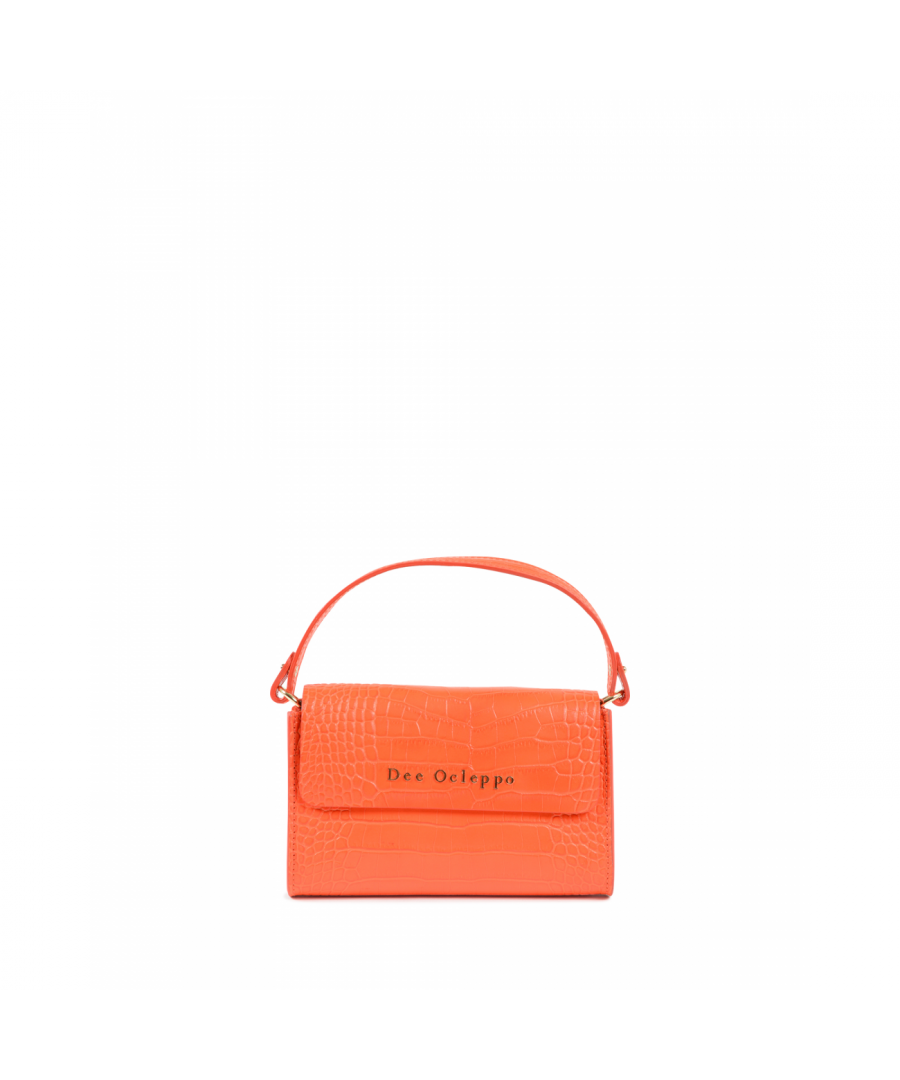 By: Dee Ocleppo- Details: DC1324 COCCO PRINT ARANCIONE- Color: Orange - Composition: 100% LEATHER - Measures: 21x14x6 cm - Made: ITALY - Season: SS