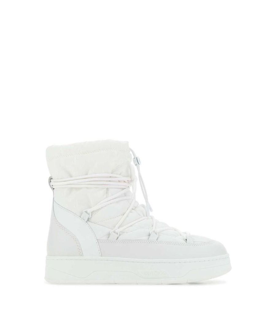 White nylon and leather Wanaka ankle boots