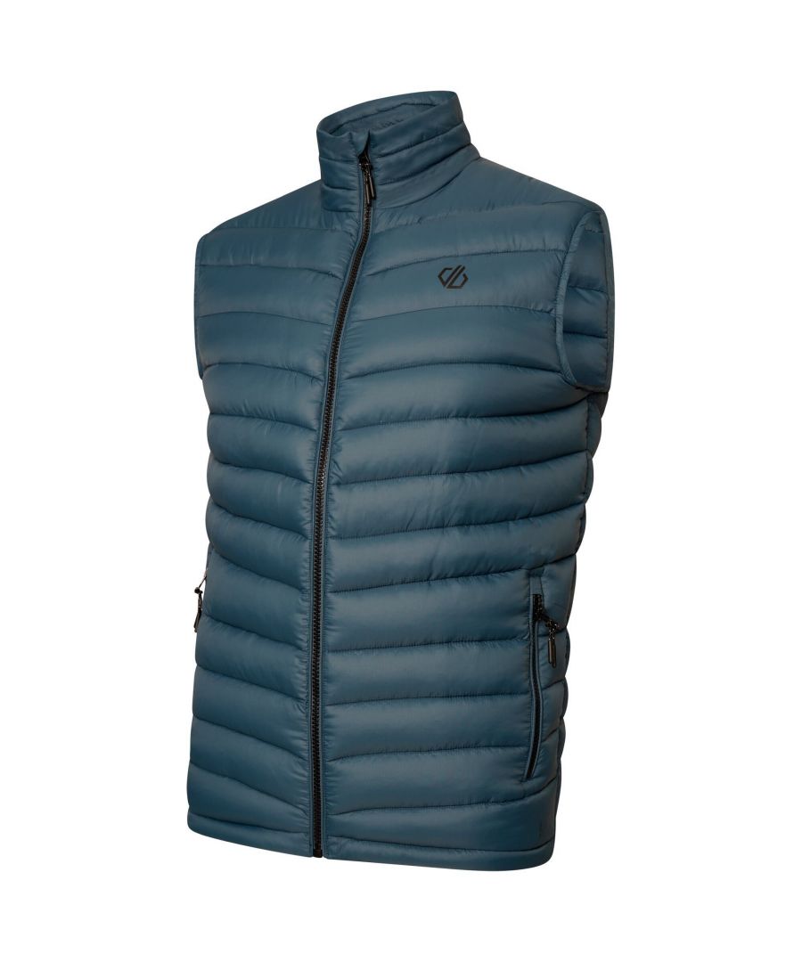 Material: 100% Polyester. Filling: Faux Down, Iloft. Fabric: Ripstop. Design: Logo, Quilted. Armholes, Stretch. Fabric Technology: Durable, Insulating, Water Repellent, Waterproof. Sleeve-Type: Sleeveless. Neckline: Standing Collar. Pockets: 2 Side Pockets, Zip. Fastening: Full Zip. Hem: Adjustable. Sustainability: Eco Friendly, Made from Recycled Materials.