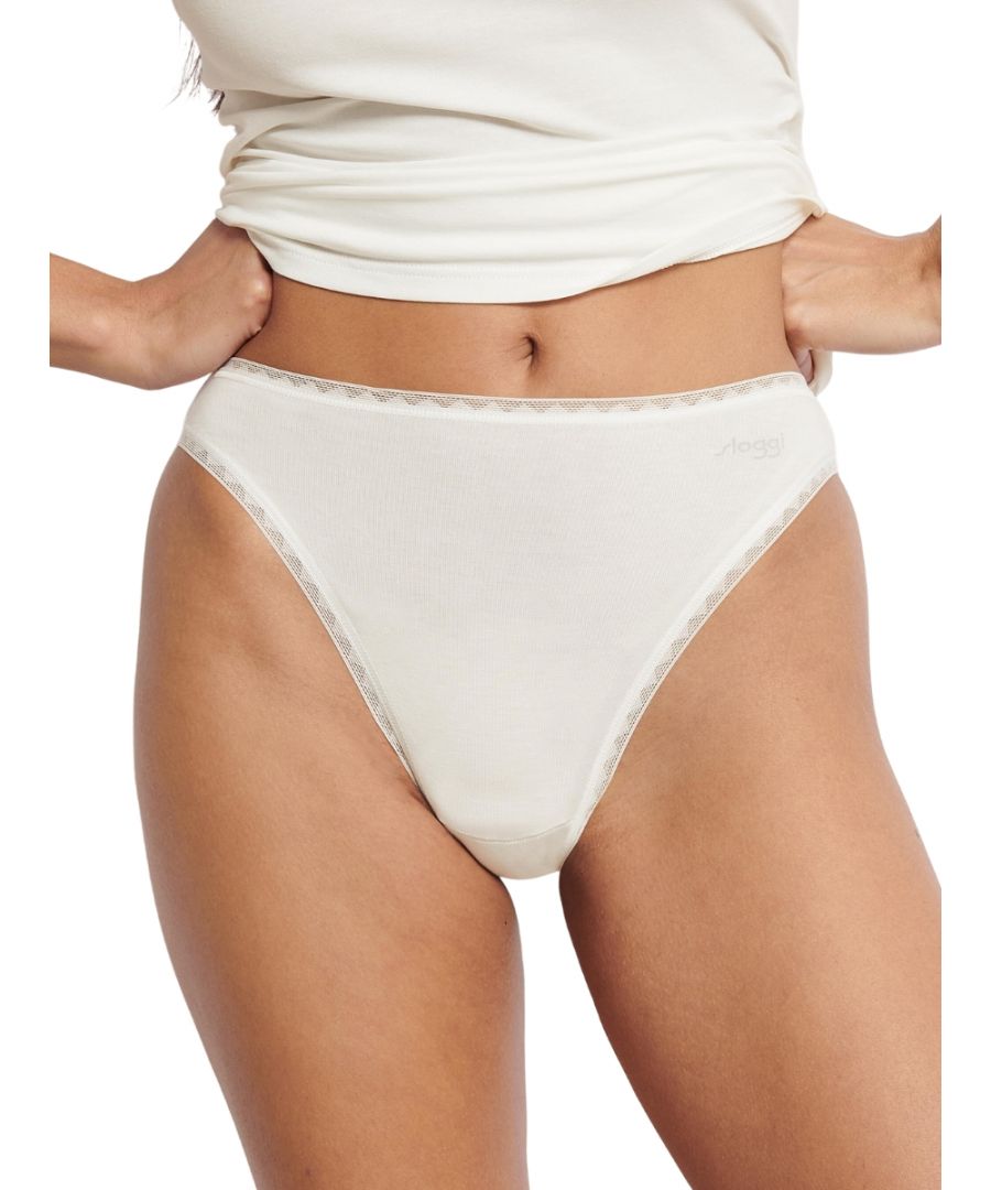 Sloggi Womens GO Tai Organic Briefs 2 Pack - White Polyamide - Size Small